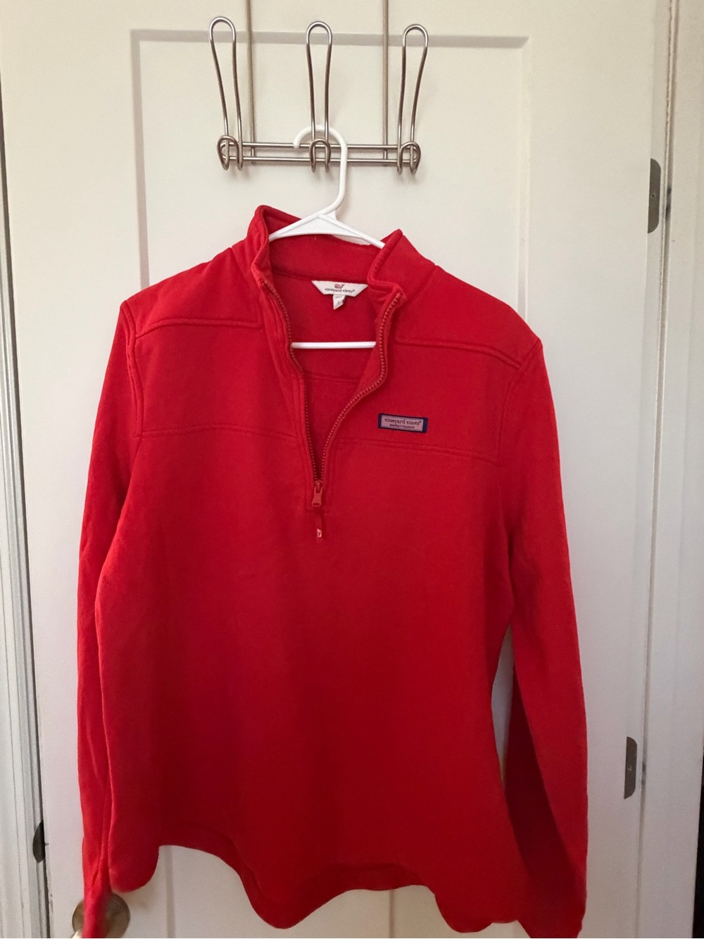 Vineyard Vines Women’s Red Dreamcloth Quarter-Zip Pullover Sweater
